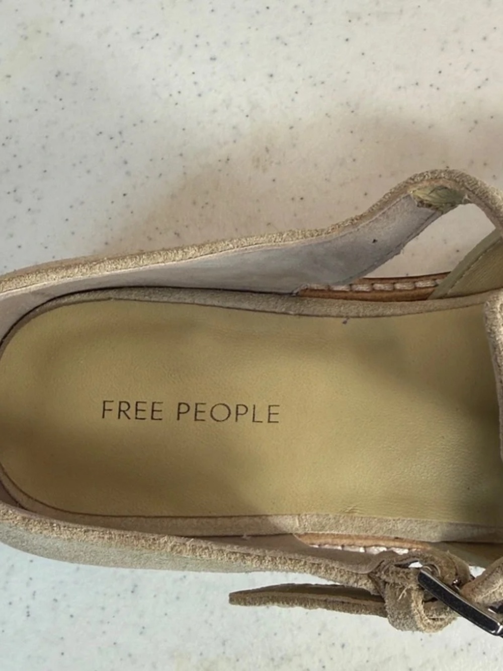 Free People Willow Fisherman Sandal (Women) Color: Oiled Suede/Beige Sz 7.5 - Picture 4 of 7